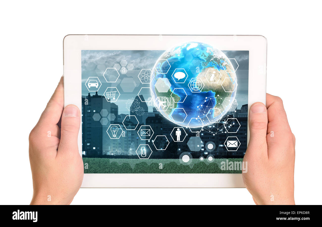 Menschliche Hände halten tablet Stockfoto