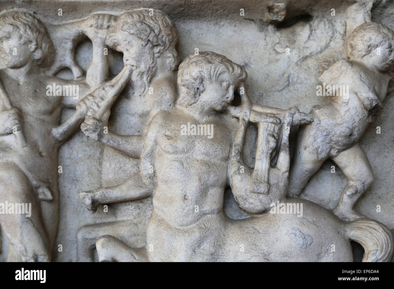 Sarkophag. Dionysischen Szenen. Marmor. 160-180 n. Chr.. Rom. Via Appia. Römische Nationalmuseum. Thermen des Diokletian. Rom. Italien. Stockfoto