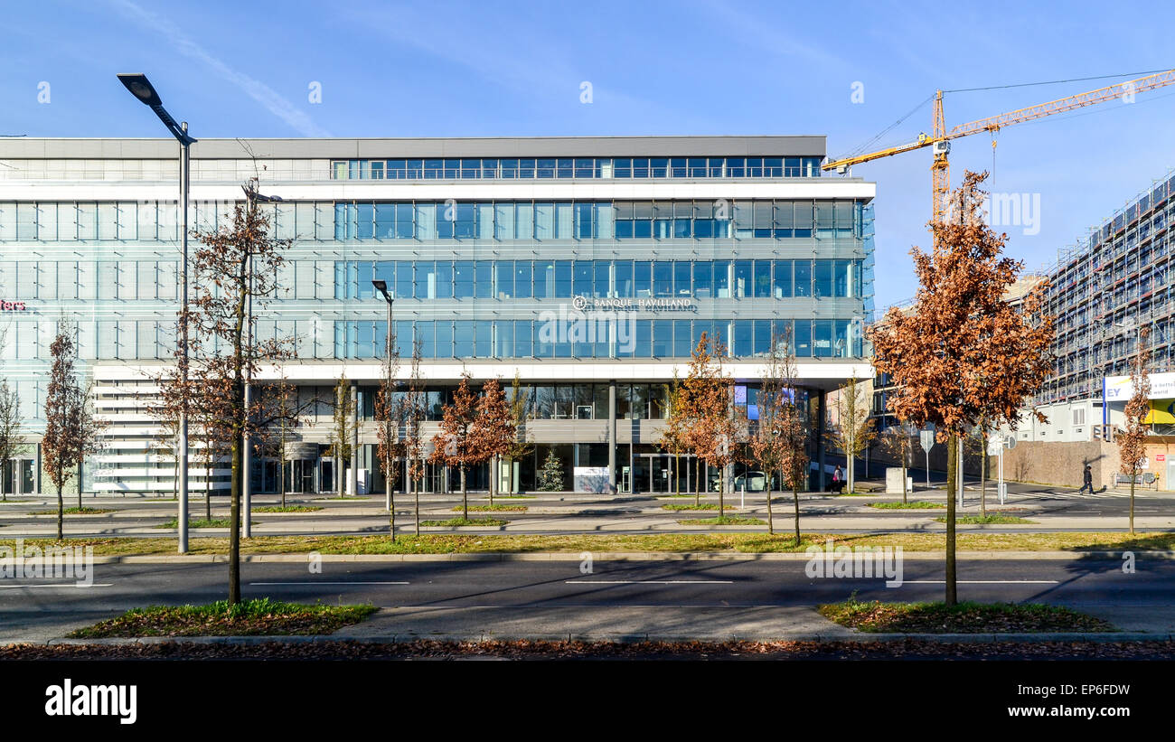 Hauptsitz des privaten bank Havilland in Kirchberg, der finanziellen Bezirk von Luxemburg Stockfoto