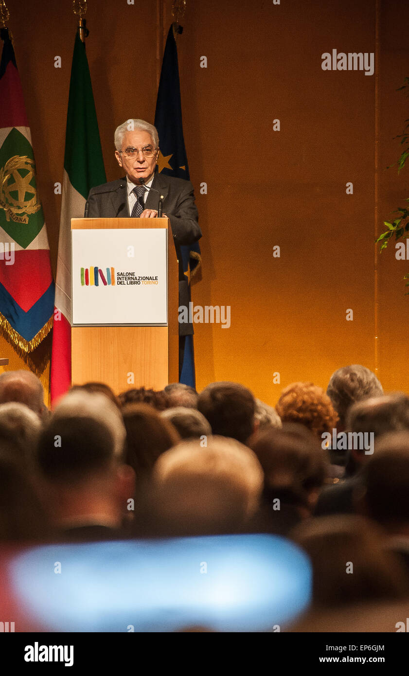 Turin, Italien. 14. Mai 2015. XXVIII internationale Buchmesse. Einweihung Sergio Mattarella der Präsident der italienischen Republik: wirklich Easy Star/Alamy Live News Stockfoto