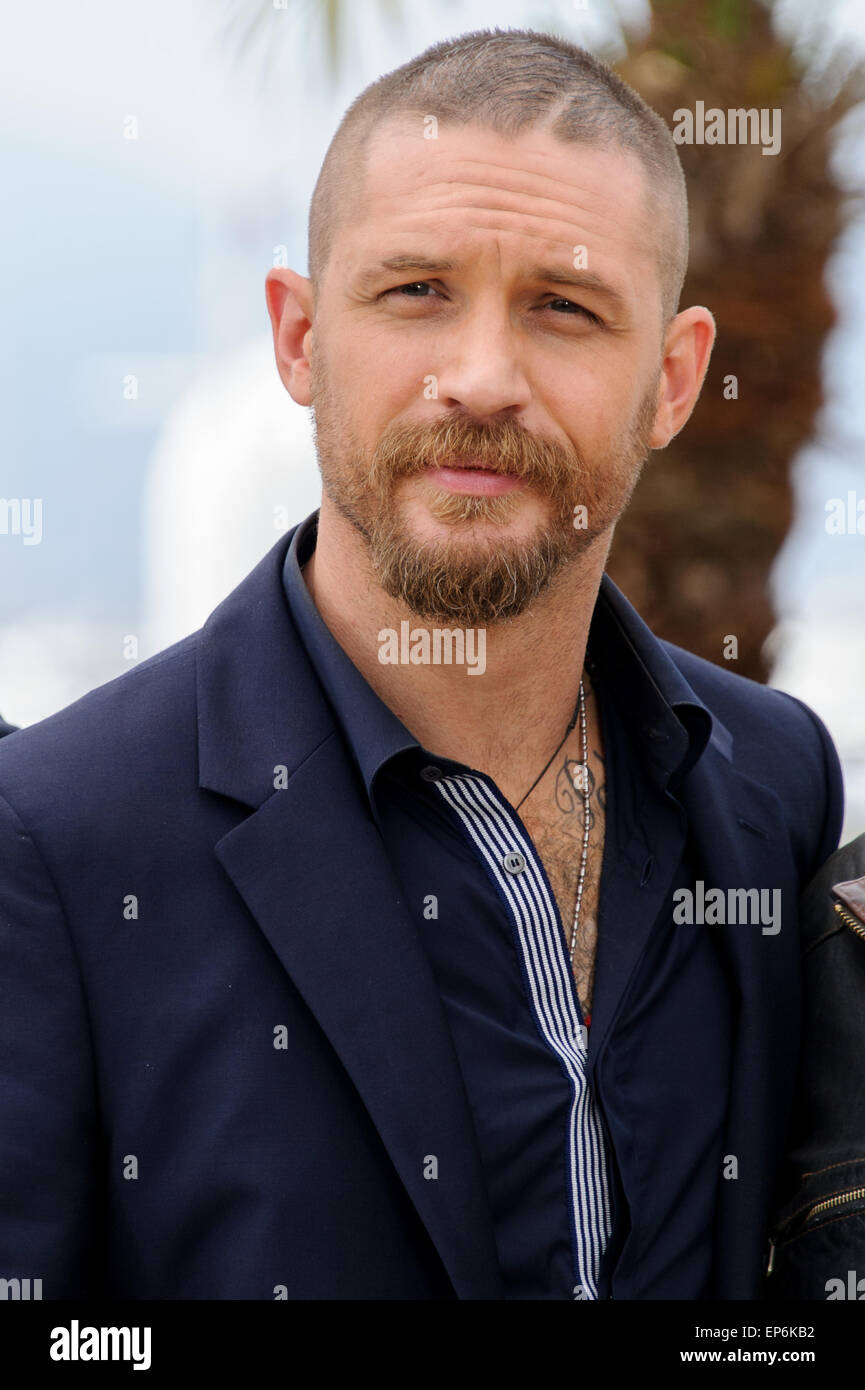 Cannes, Frankreich. 14. Mai 2015. Tom Hardy beim Fototermin für "Mad Max - Fury Road" 68. Cannes Film Festival 2015 Palais Du Festival, Cannes, Frankreich 14. Mai 2015 Credit: James McCauley/Alamy Live News Stockfoto