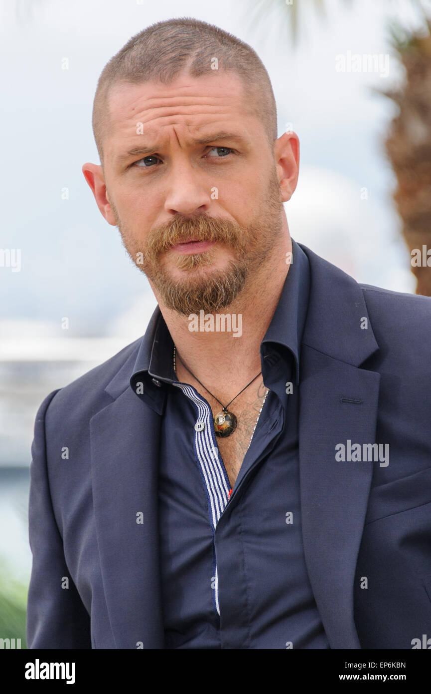 Cannes, Frankreich. 14. Mai 2015. Tom Hardy beim Fototermin für "Mad Max - Fury Road" 68. Cannes Film Festival 2015 Palais Du Festival, Cannes, Frankreich 14. Mai 2015 Credit: James McCauley/Alamy Live News Stockfoto