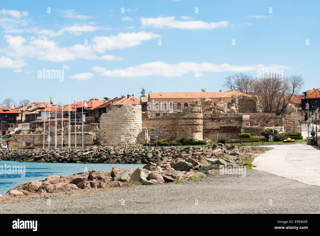 Zerstörten Festung in Nessebar, Bulgarien Stockfoto