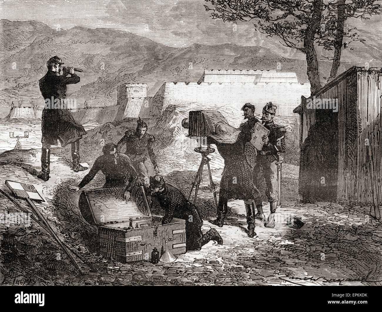Die Verwendung der Fotografie von der französischen Armee während des 19. Jahrhunderts. Stockfoto