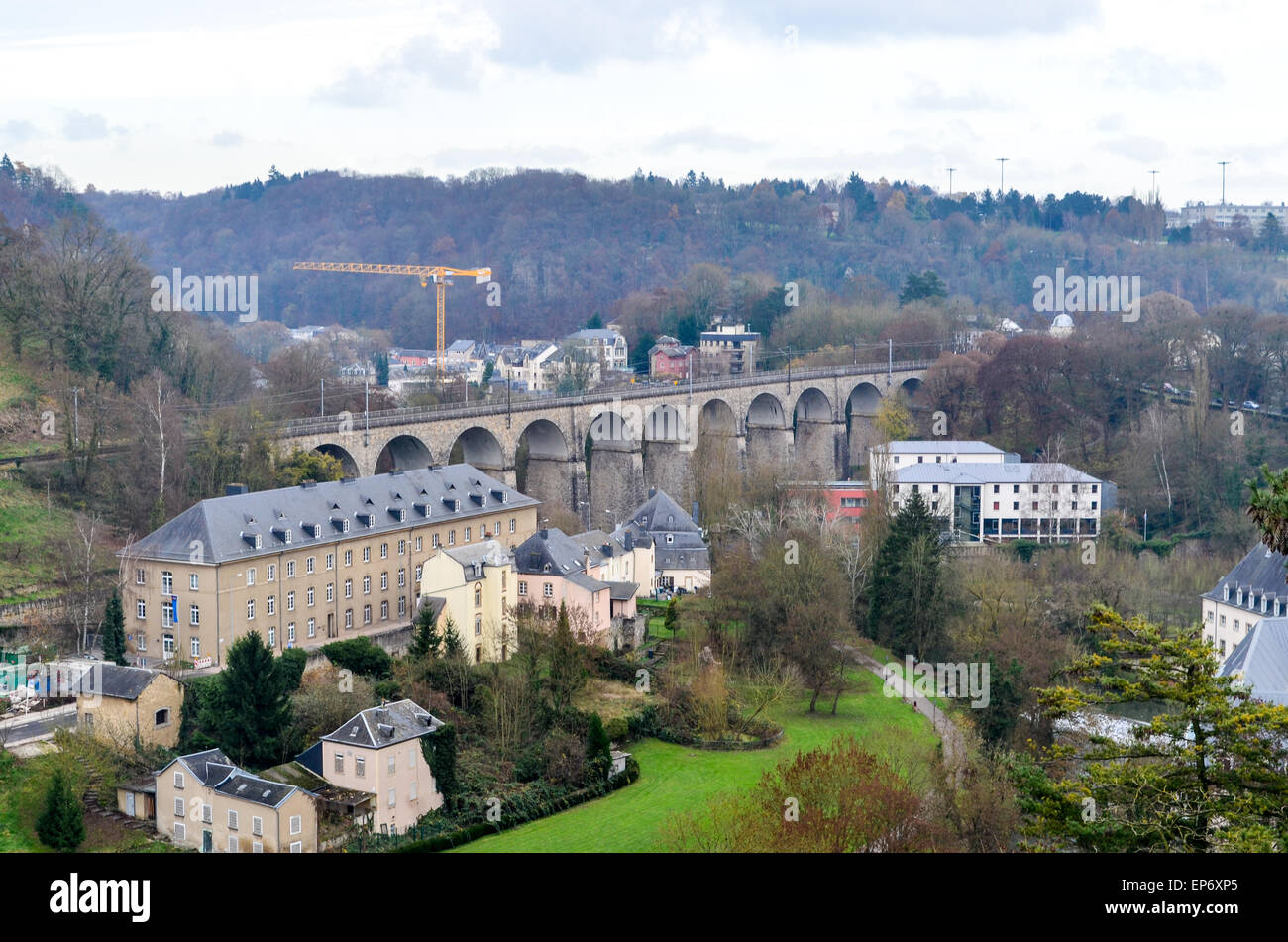 Luxemburg-Stadt, das Tal der Alzette Stockfoto