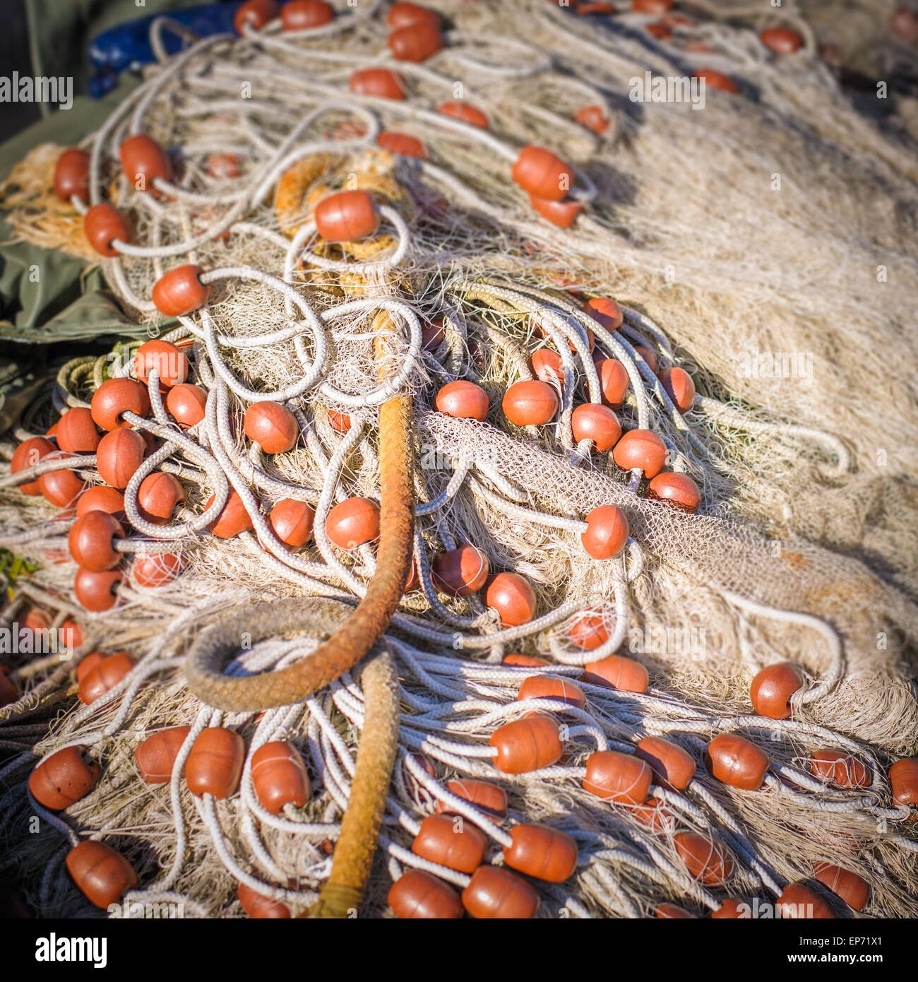 Fischernetze trocknen, Marano Italien Stockfoto