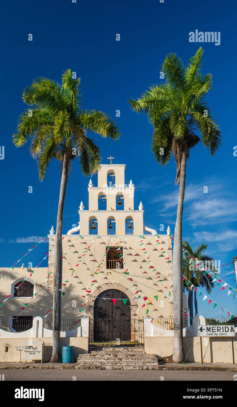 Templo De La Purísima Concepción, Kirche im Dorf von Chumayel an der Ruta de Los Conventos, Yucatan-Zustand, Mexiko Stockfoto