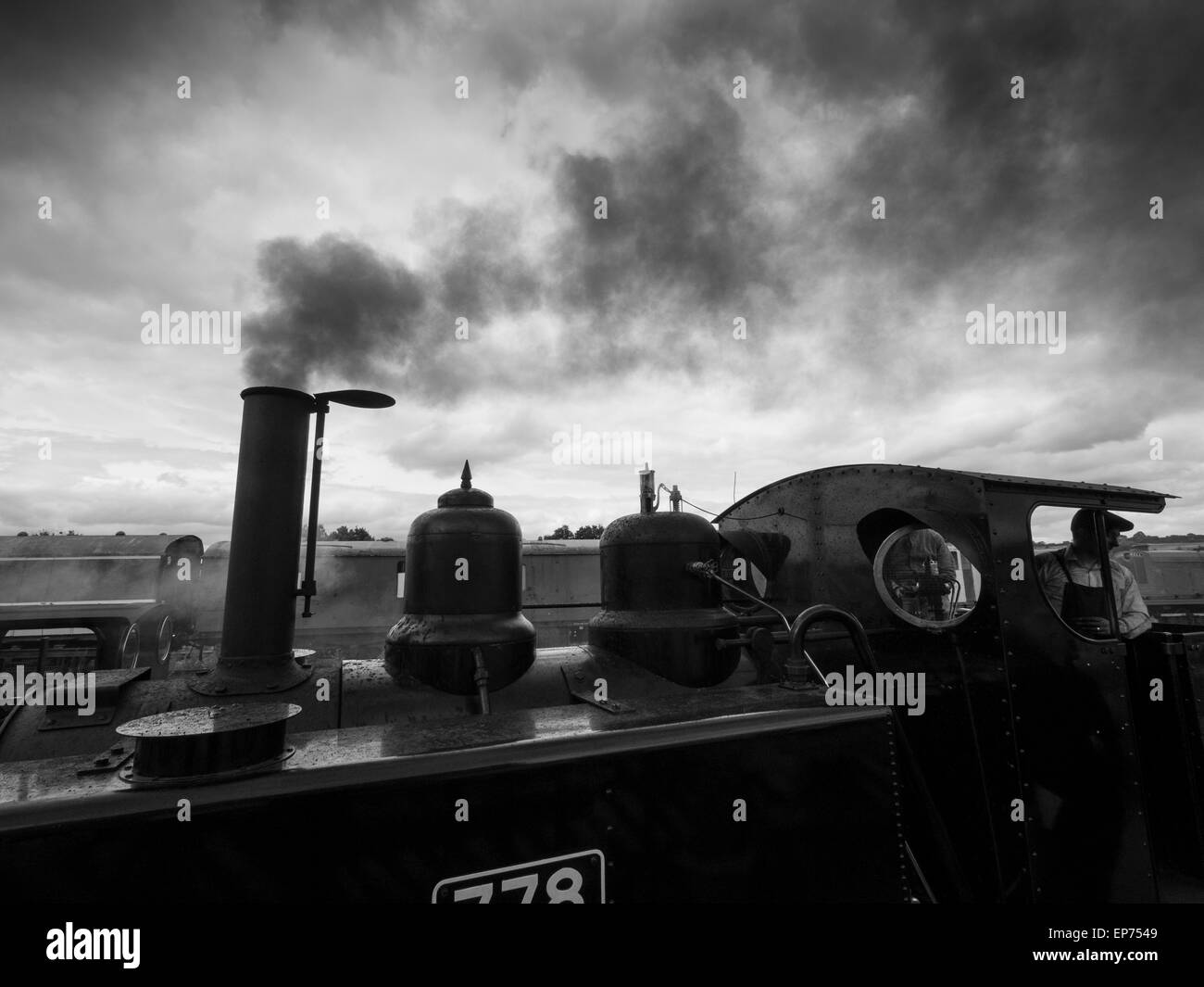 Oldtimer Dampflokomotive Baldwin auf der Golden Valley Light Railway, in der Nähe von Ripley, Derbyshire, UK Stockfoto