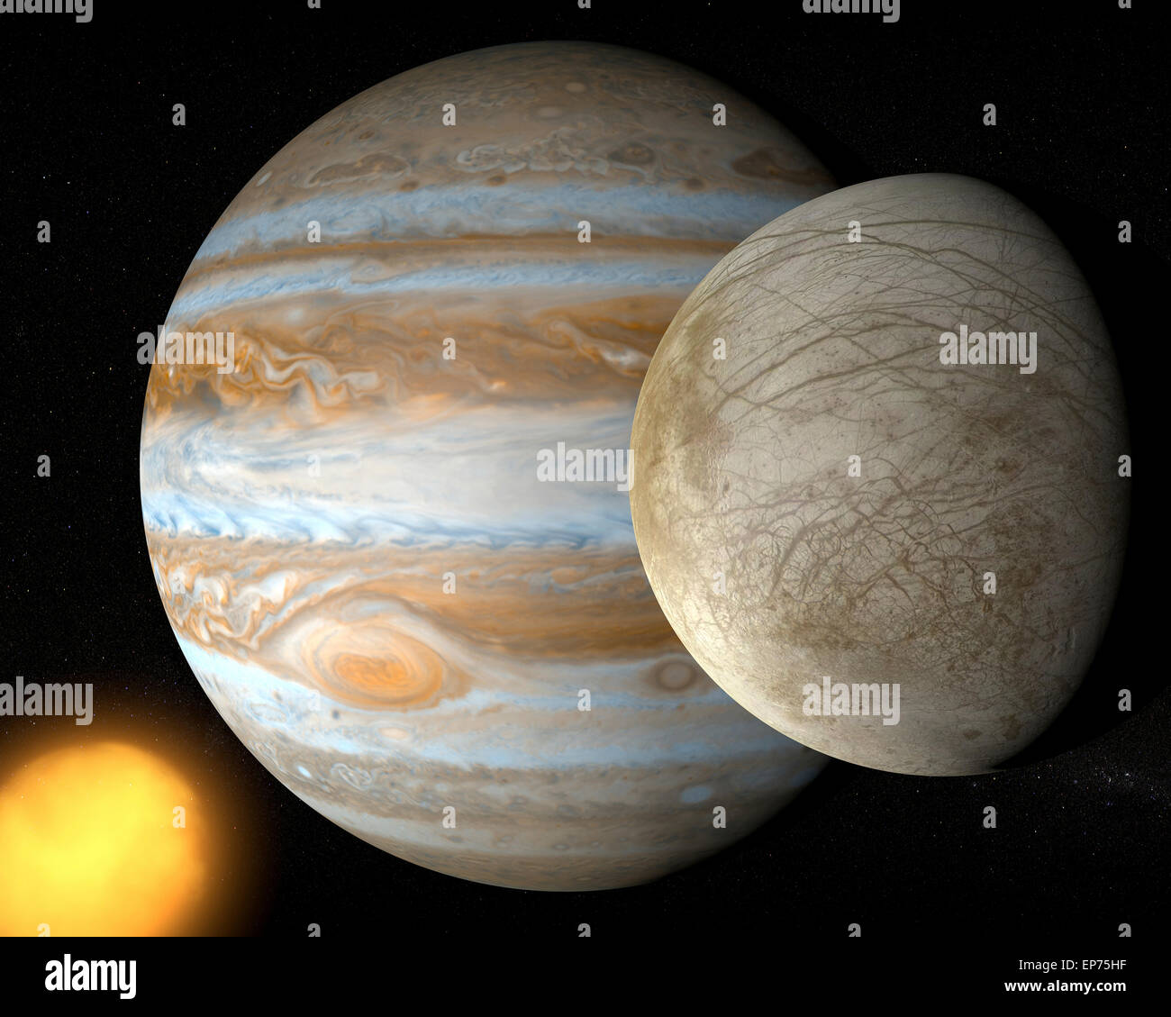 Satelliten Europa, Jupitermond, Raum Sonnensystem. Element dieses Bildes sind von der NASA eingerichtet Stockfoto