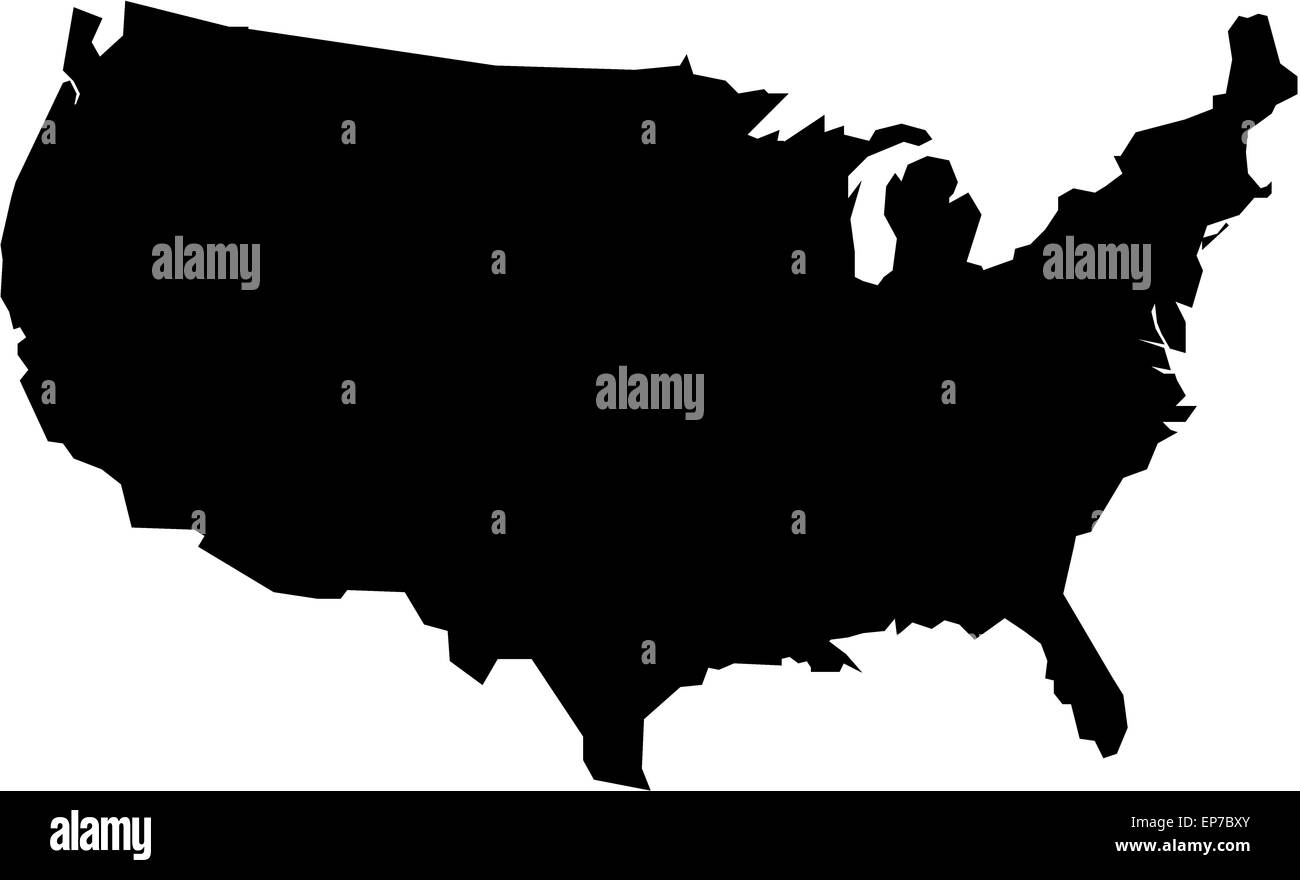Karte von USA gefüllt mit schwarzer Farbe Stockfoto