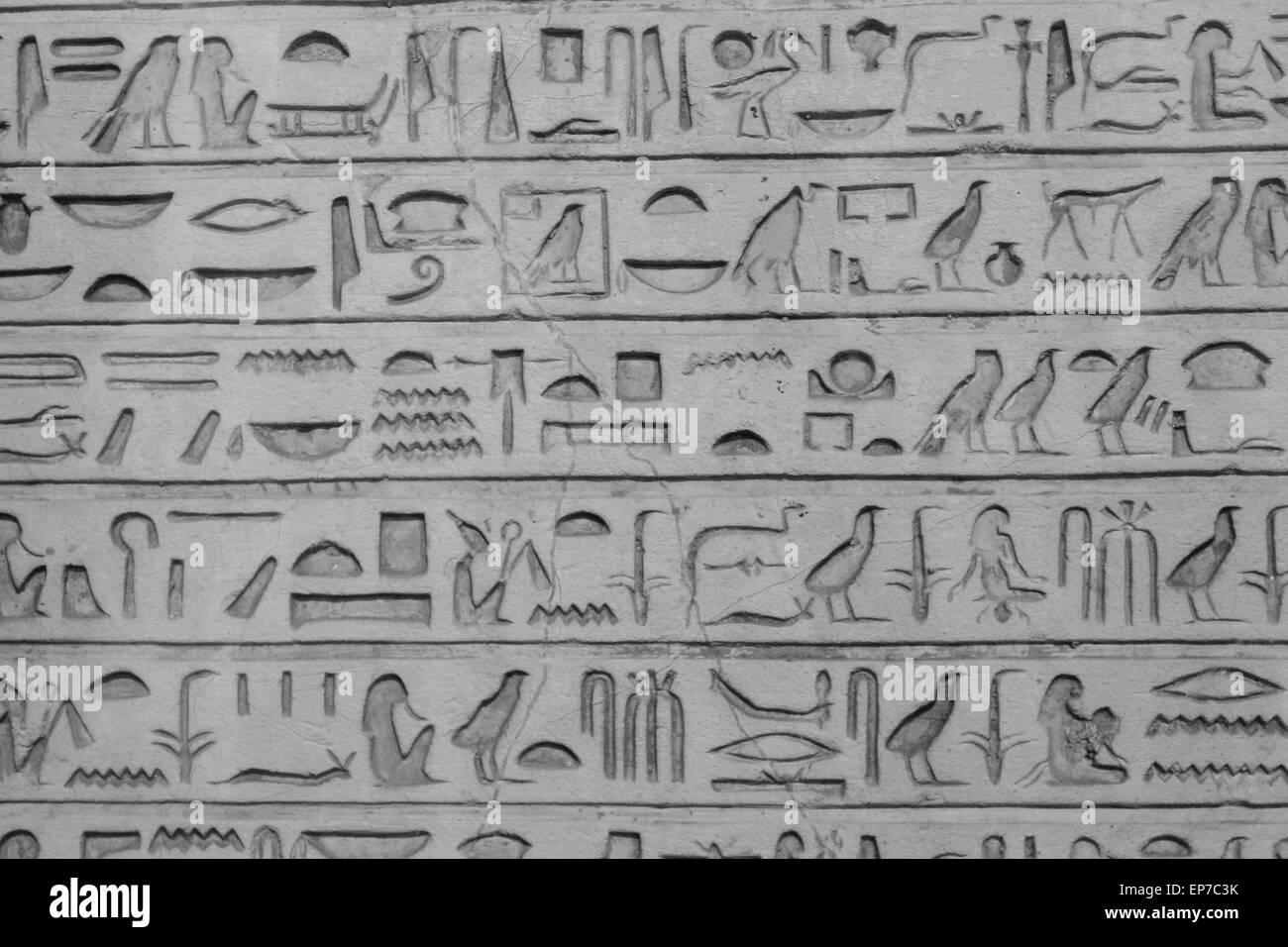 Alte Ägypter Hieroglyphen auf dem Stein geschnitzt Stockfoto