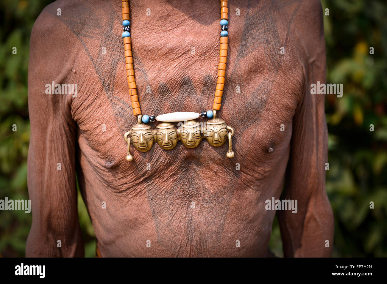 Alten Headhunter in Nagaland Stockfoto