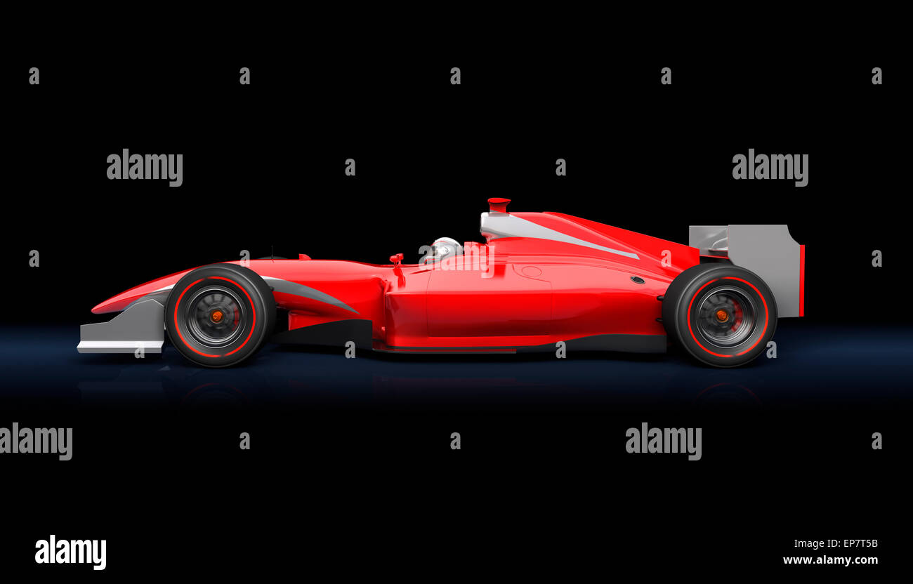 Generische roten Rennwagen auf dem schwarzen Hintergrund Stockfoto