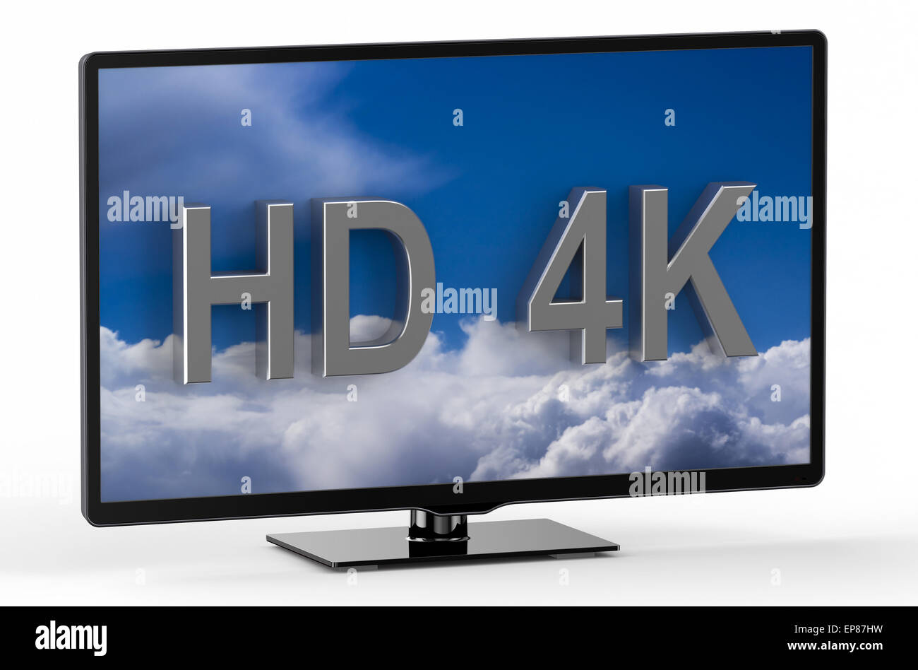 Fernseher mit HD 4K isoliert auf weißem Hintergrund Stockfoto