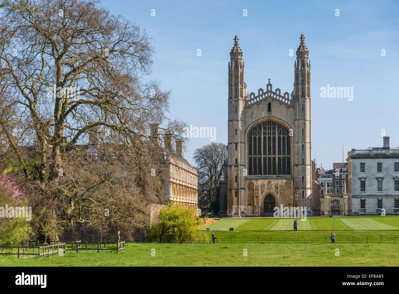 Die Kapelle des Kings College, Cambridge University von The Backs, wird die Rückseite der Hochschulen betrachtet. Stockfoto