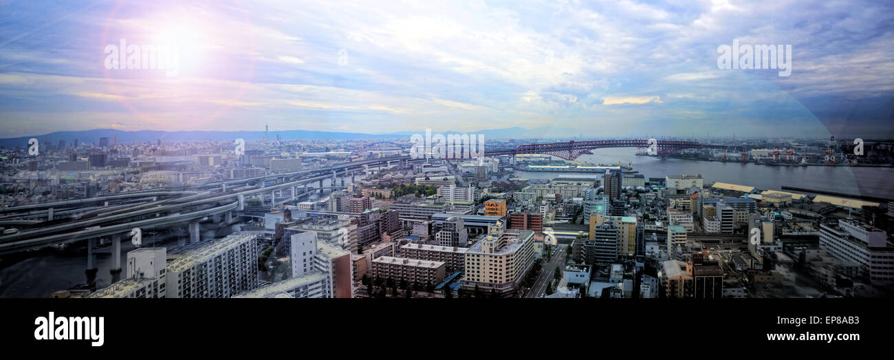 Panoramablick auf Osaka Stadt auf hohem Dynamikumfang Foto. Stockfoto