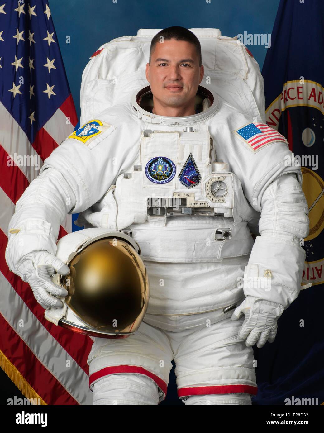 Internationale Raumstation ISS-Expedition 44 NASA Astronaut Kjell Lindgren offizielle Porträt tragen die WWU Raum passen seine 27. Mai 2014 in Star City, Russland. Stockfoto