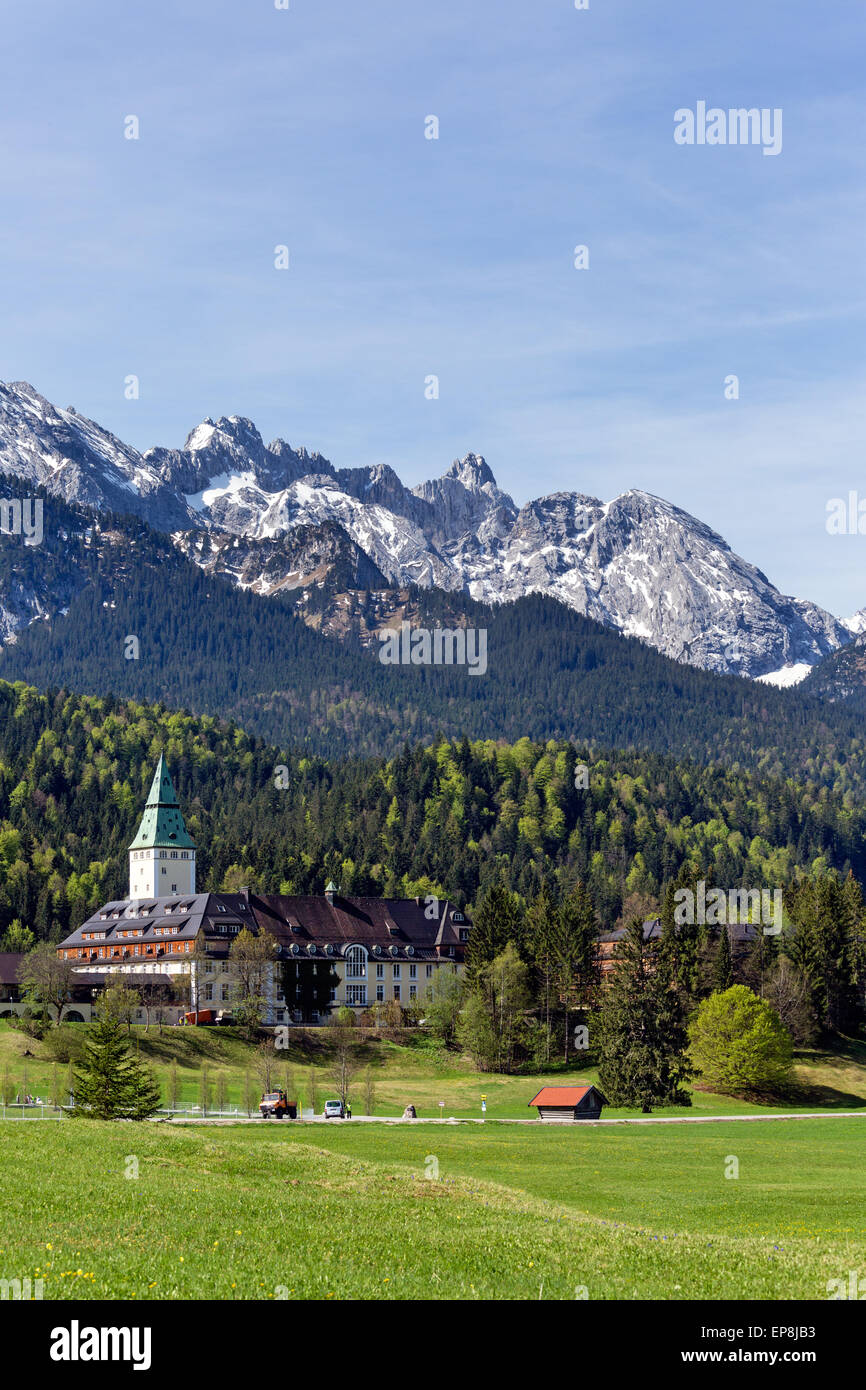 Schlosshotel Schloss Elmau, Veranstaltungsort des G7-Gipfels in 2015, Klais, Wetterstein, Werdenfelser Land, Oberbayern, Bayern Stockfoto