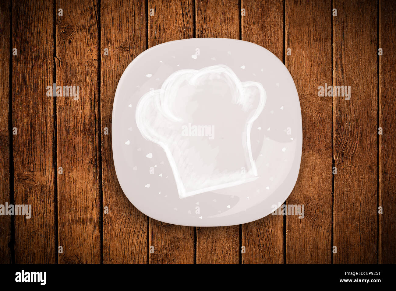 Bunte Platte mit Hand gezeichnet weiß Koch-symbol Stockfotografie - Alamy
