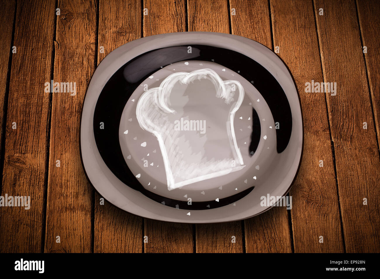 Bunte Platte mit Hand gezeichnet weiß Koch-symbol Stockfotografie - Alamy