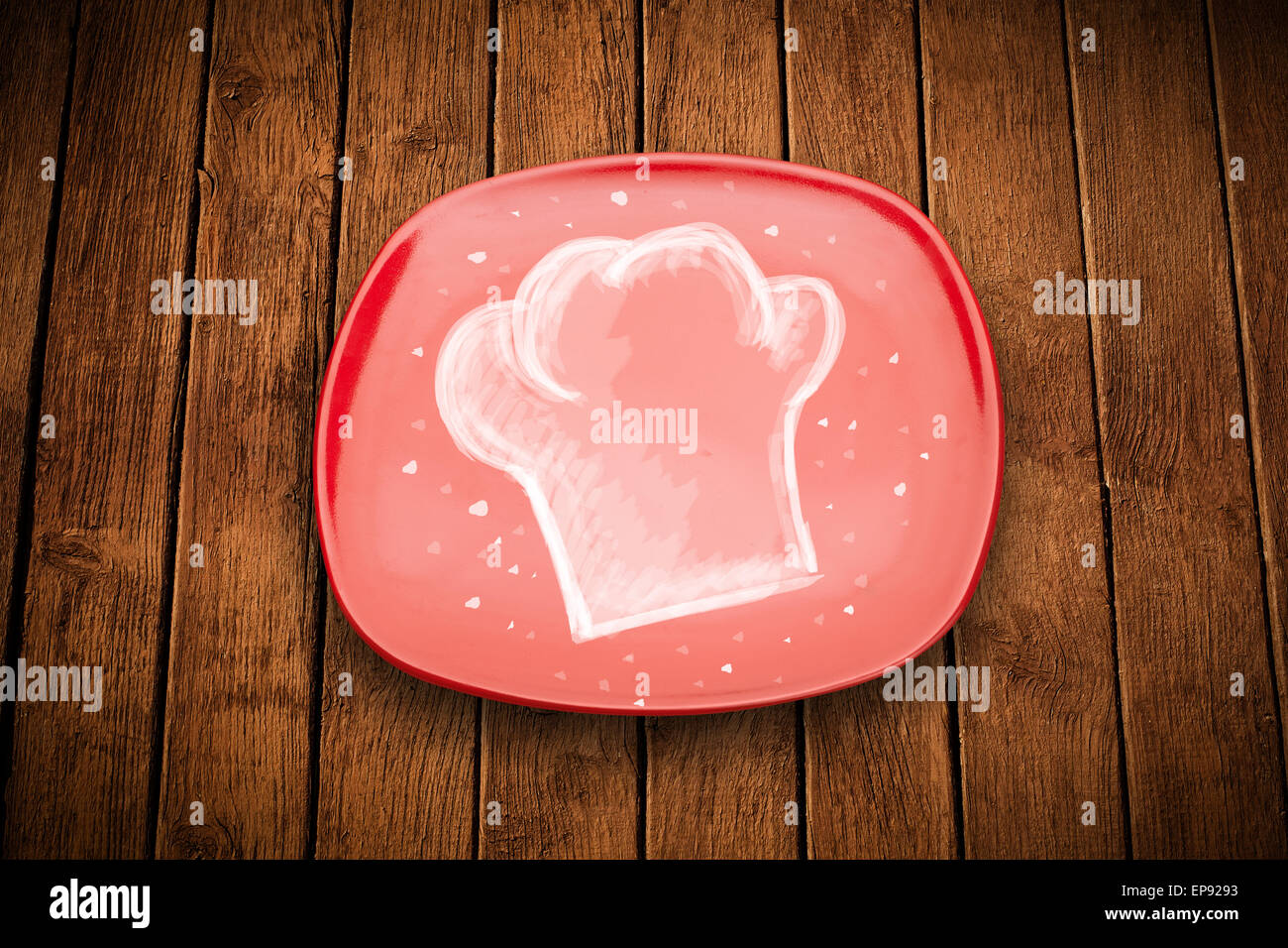 Bunte Platte mit Hand gezeichnet weiß Koch-symbol Stockfotografie - Alamy