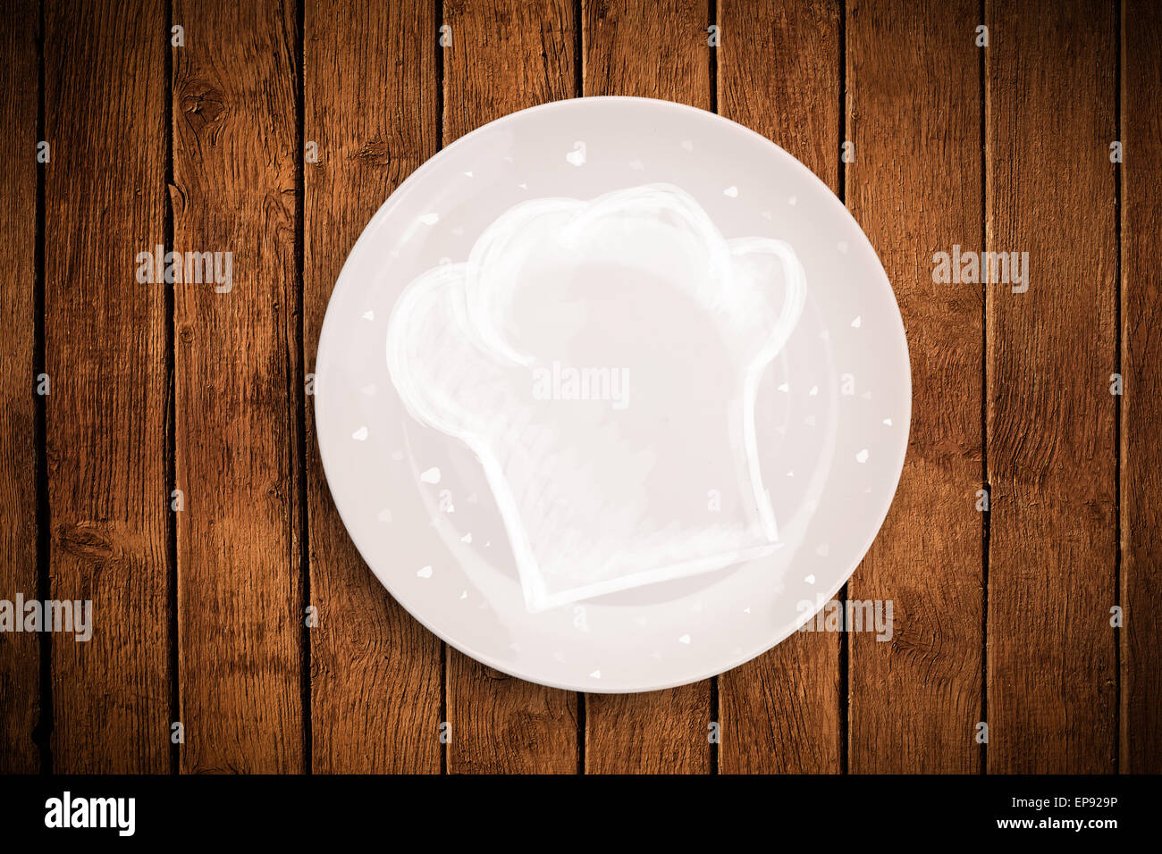 Bunte Platte mit Hand gezeichnet weiß Koch-symbol Stockfotografie - Alamy