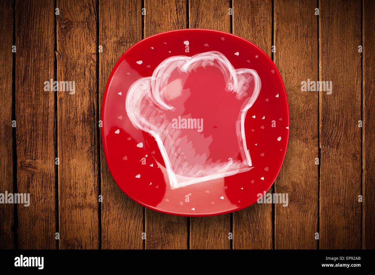 Bunte Platte mit Hand gezeichnet weiß Koch-symbol Stockfotografie - Alamy