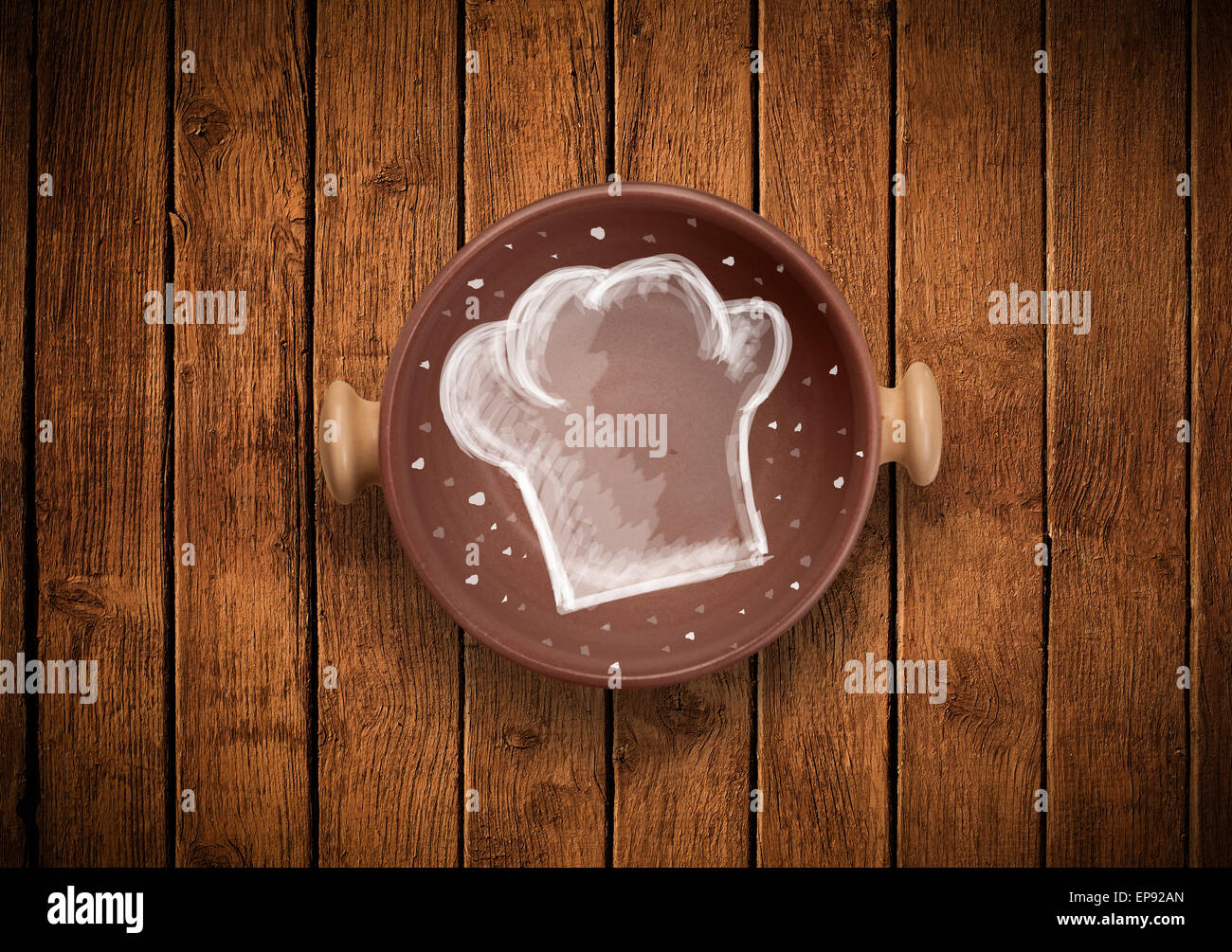 Bunte Platte mit Hand gezeichnet weiß Koch-symbol Stockfotografie - Alamy