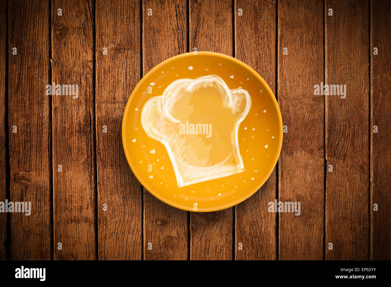 Bunte Platte mit Hand gezeichnet weiß Koch-symbol Stockfotografie - Alamy