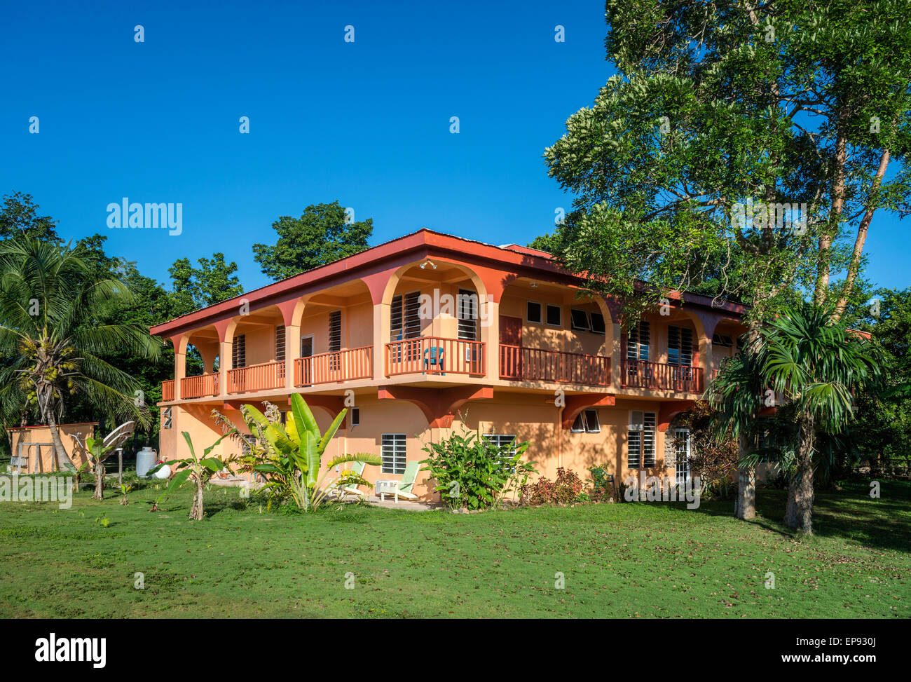 Kupfer-Bank-Inn am Dorf von Kupfer Bank aka San Fernando, Cerros Halbinsel, Corozal Bezirk, Belize, Mittelamerika Stockfoto