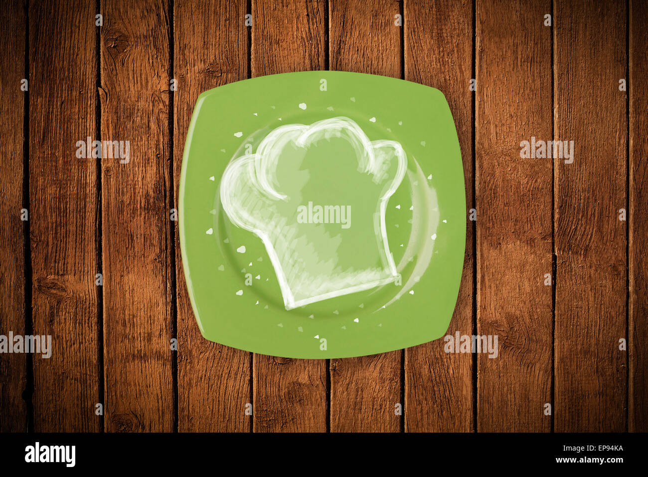 Bunte Platte mit Hand gezeichnet weiß Koch-symbol Stockfotografie - Alamy