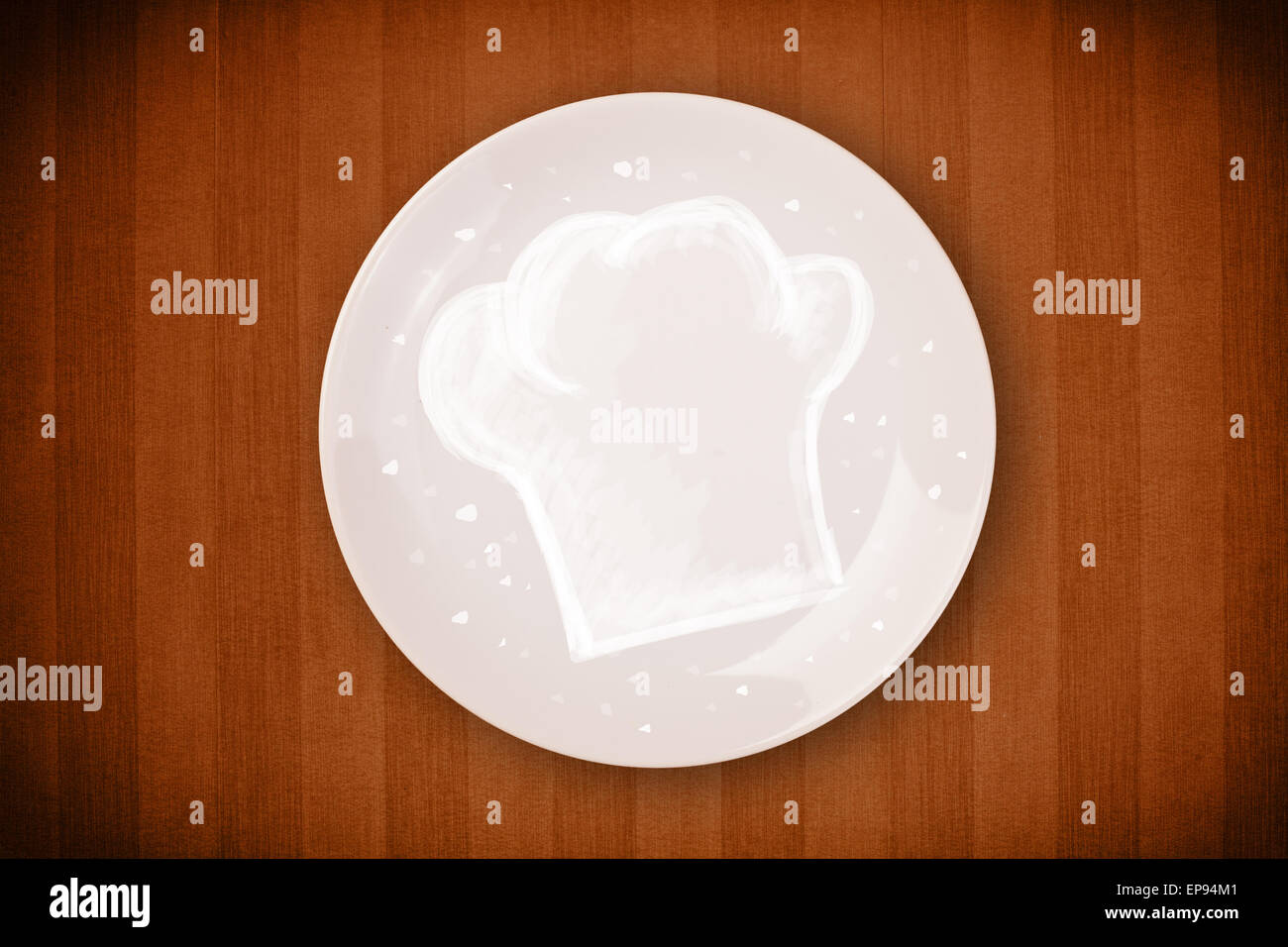 Bunte Platte mit Hand gezeichnet weiß Koch-symbol Stockfotografie - Alamy