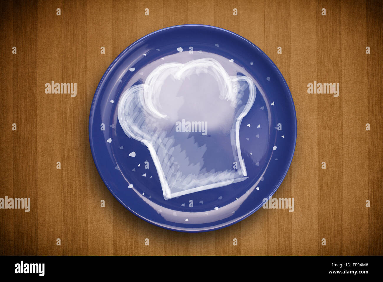 Bunte Platte mit Hand gezeichnet weiß Koch-symbol Stockfotografie - Alamy