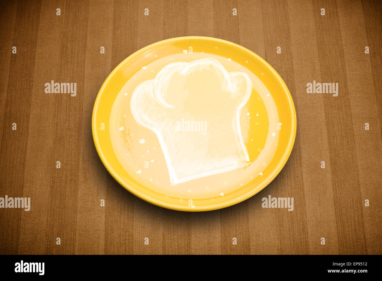 Bunte Platte mit Hand gezeichnet weiß Koch-symbol Stockfotografie - Alamy