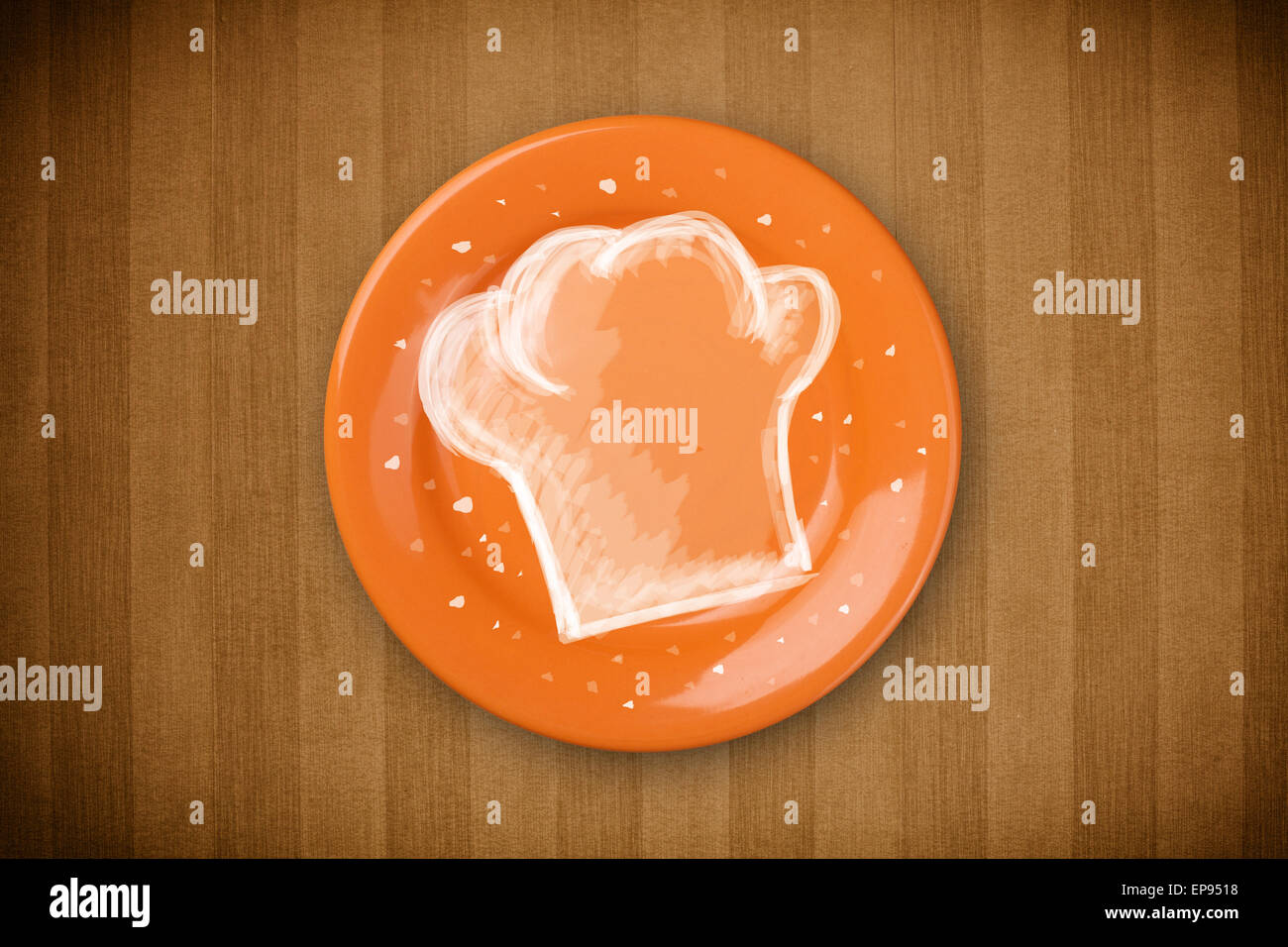 Bunte Platte mit Hand gezeichnet weiß Koch-symbol Stockfotografie - Alamy