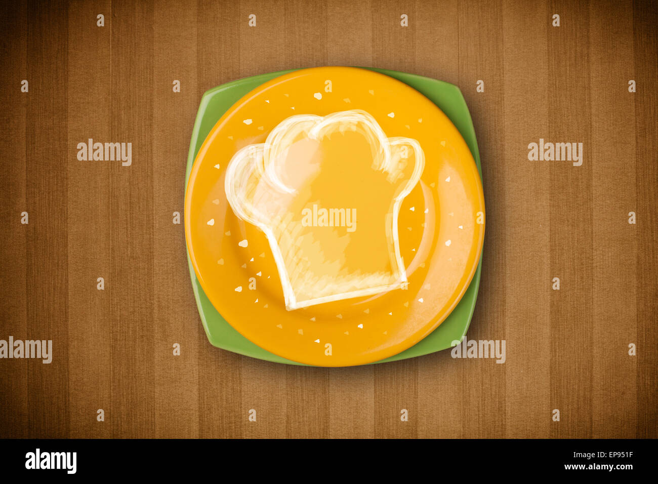 Bunte Platte mit Hand gezeichnet weiß Koch-symbol Stockfotografie - Alamy