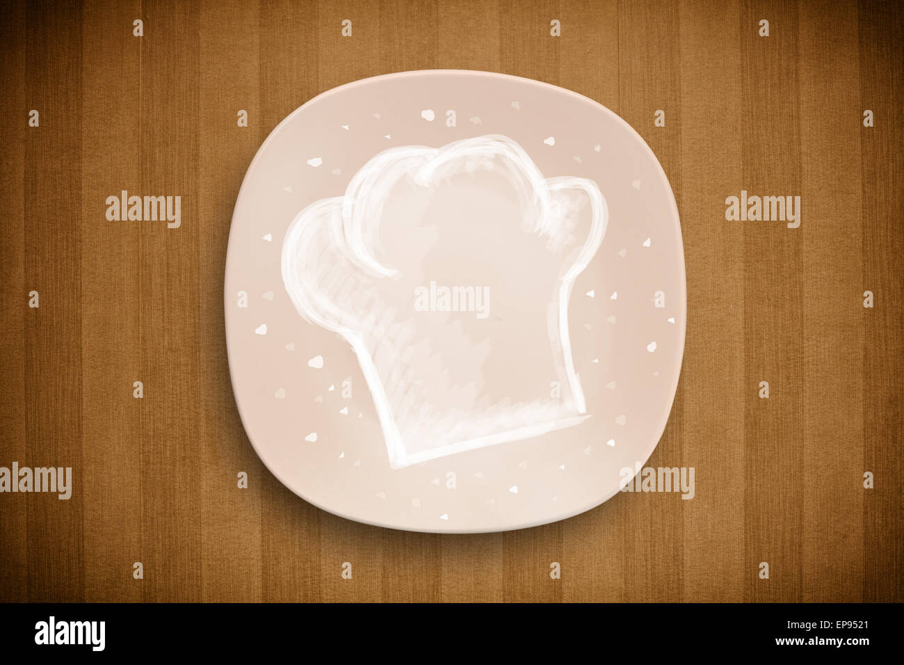 Bunte Platte mit Hand gezeichnet weiß Koch-symbol Stockfotografie - Alamy