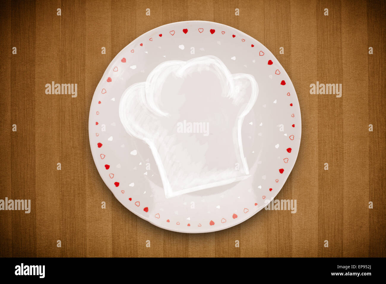 Bunte Platte mit Hand gezeichnet weiß Koch-symbol Stockfotografie - Alamy