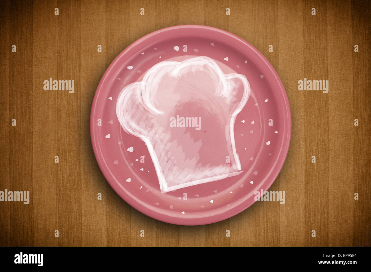 Bunte Platte mit Hand gezeichnet weiß Koch-symbol Stockfotografie - Alamy