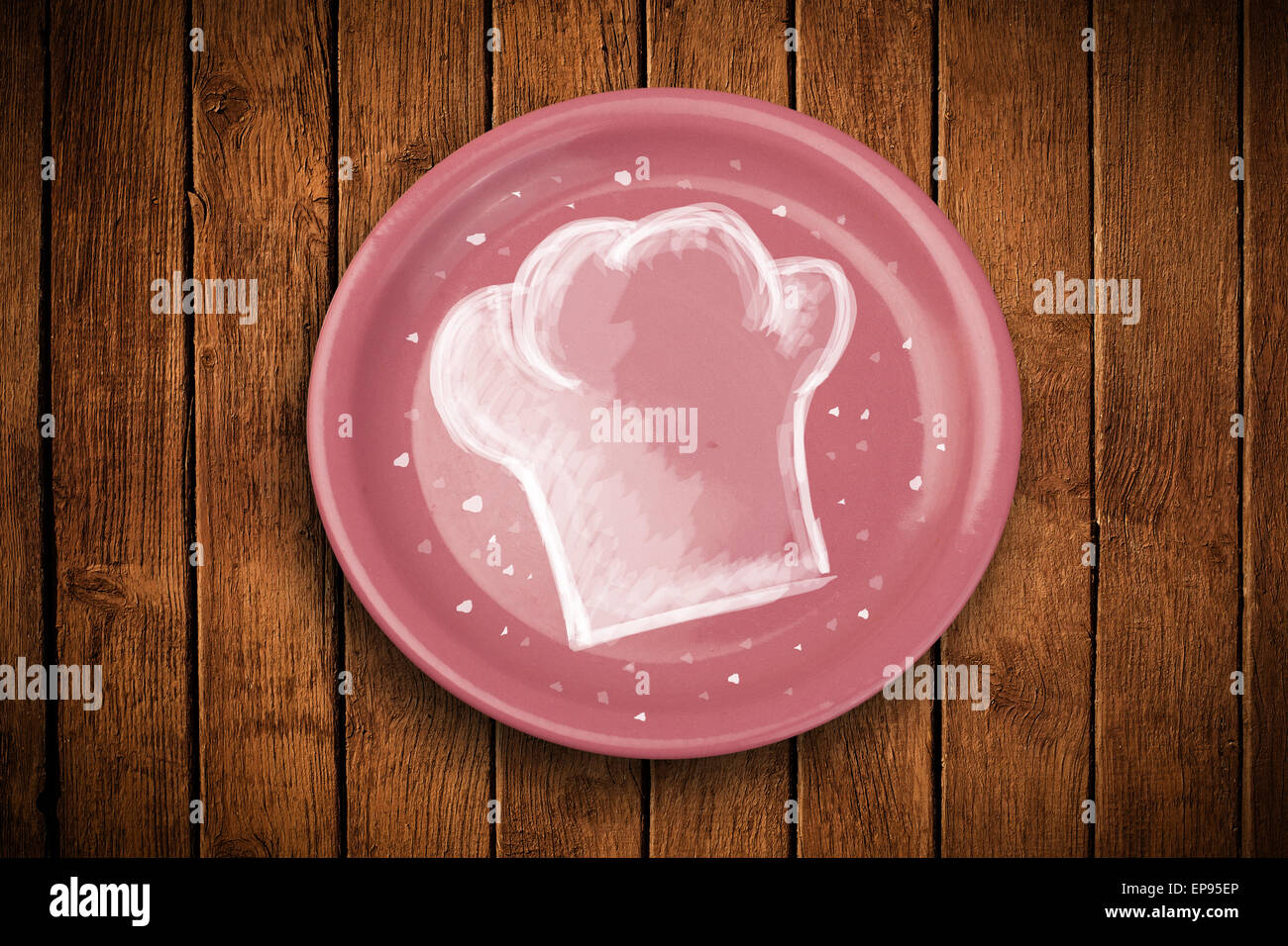 Bunte Platte mit Hand gezeichnet weiß Koch-symbol Stockfotografie - Alamy