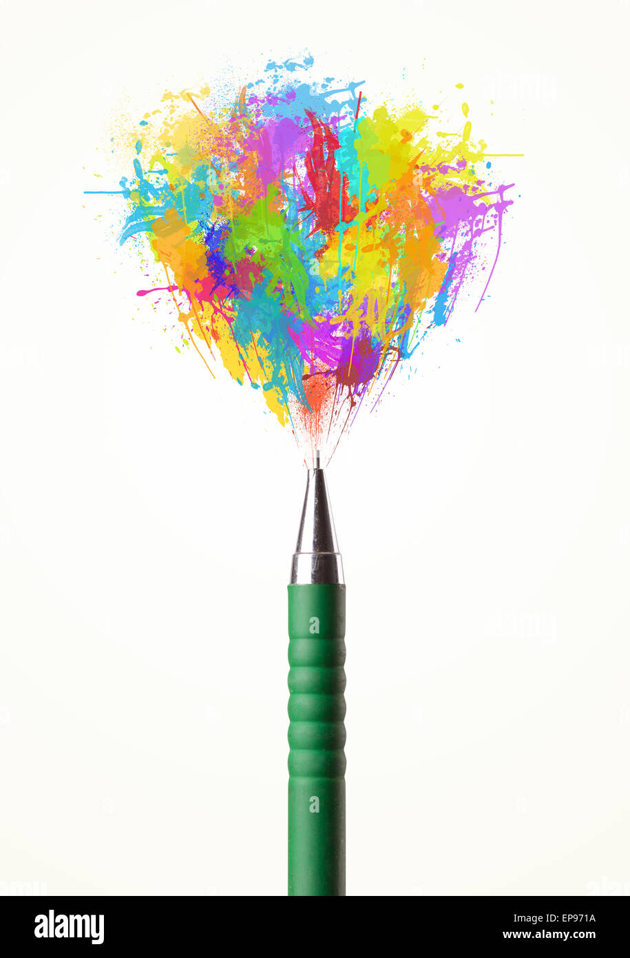 Malen Sie Spritzer aus Stift Stockfoto