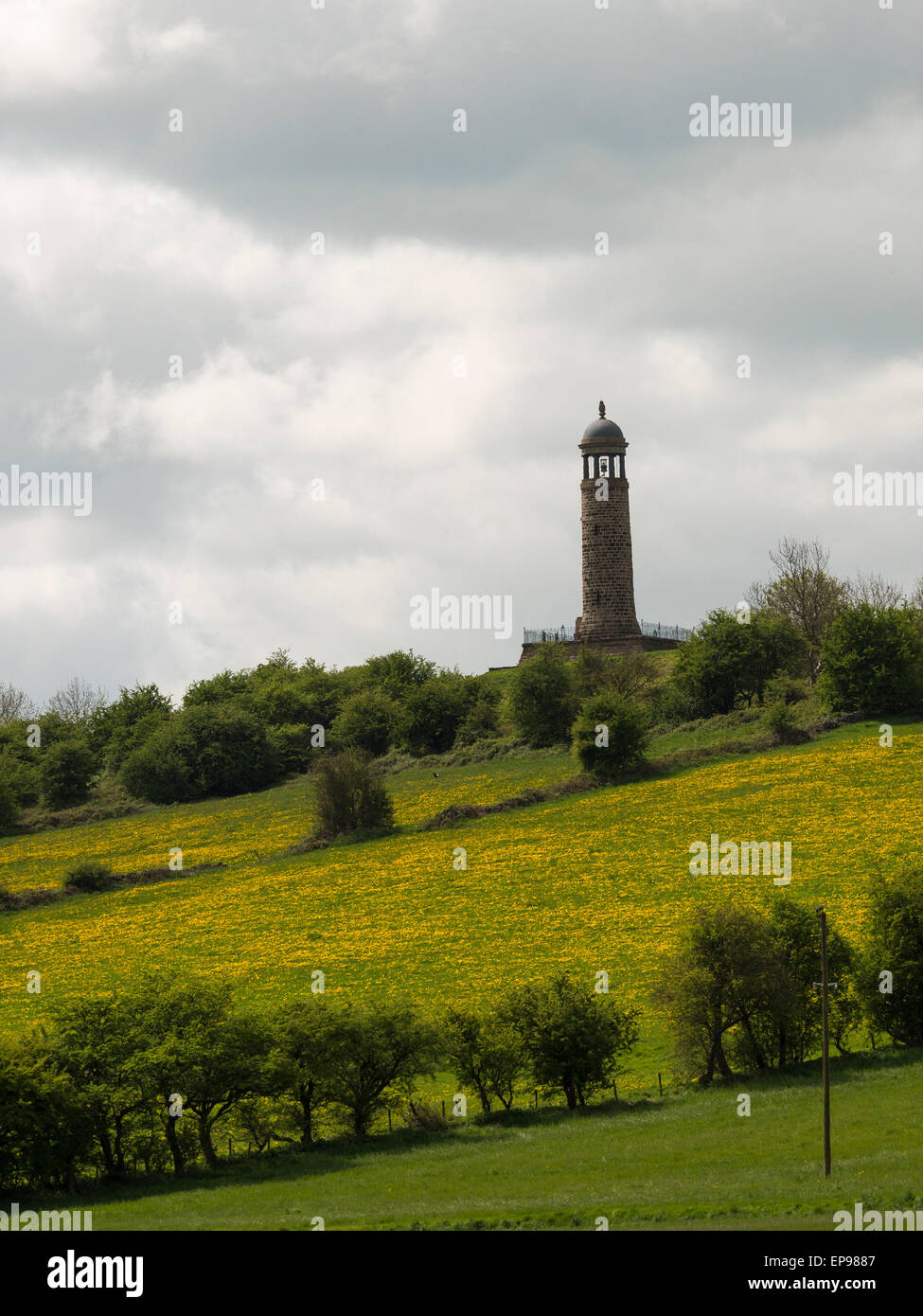 Crich Stand, das Regiments Denkmal für Sherwod-Förster-Regiment, in der Nähe von Crich, Derbyshire, UK. genommen 05.11.2015 Stockfoto