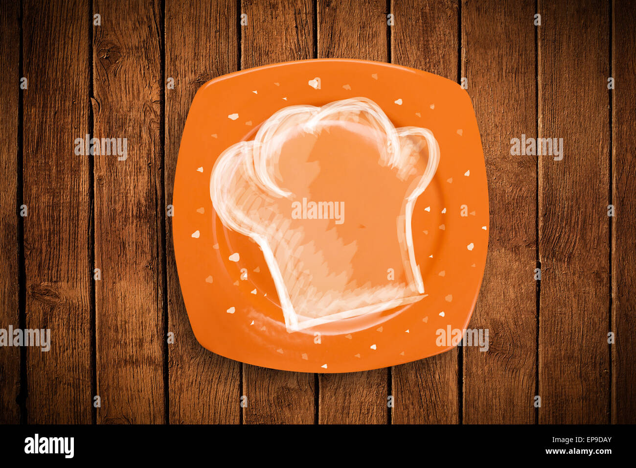 Bunte Platte mit Hand gezeichnet weiß Koch-symbol Stockfotografie - Alamy