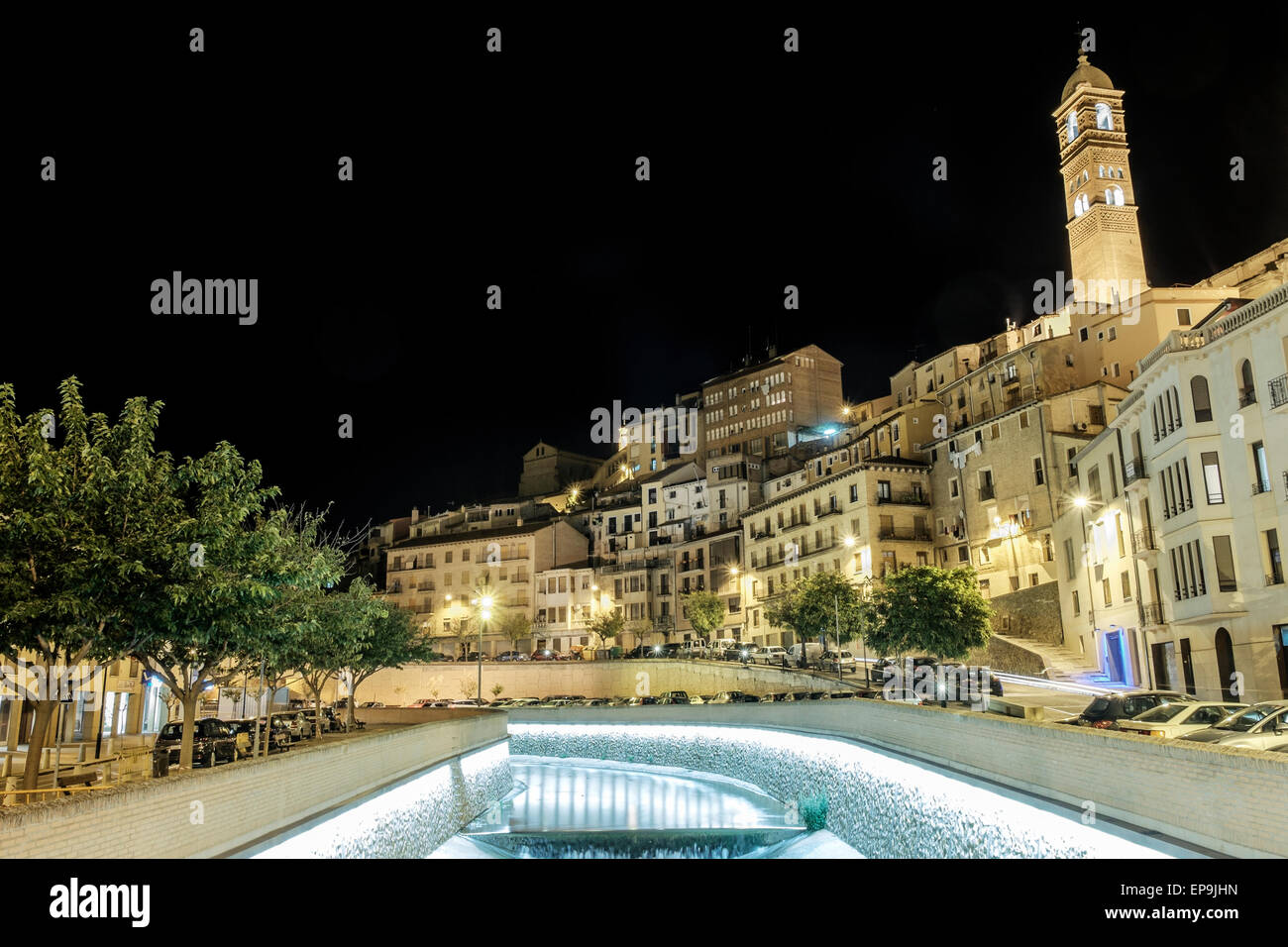 Nightscape Tarazona Stadt. Aragón, Spanien Stockfoto