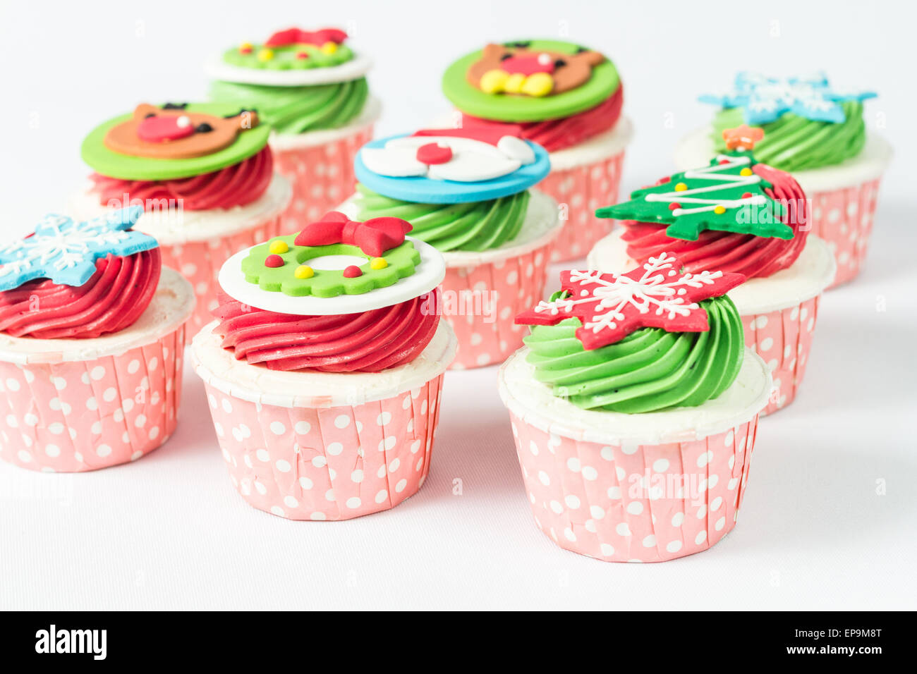 Weihnachten dekoriert cupcakes Stockfoto