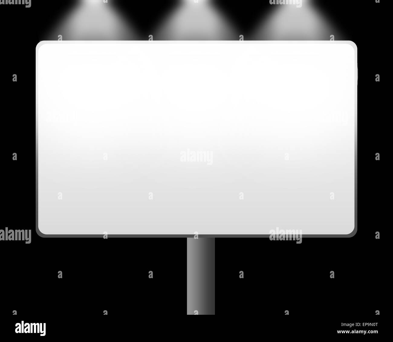 Leere weiße Fahne für Produktwerbung mit Beleuchtung. Stockfoto