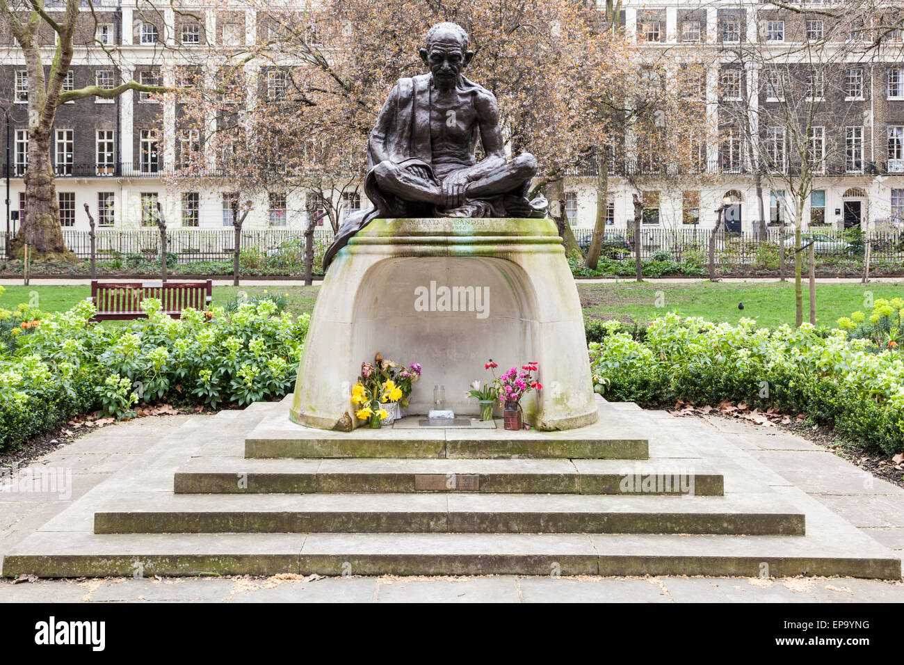 Mahatma Gandhi-Statue, Tavistock Gärten, Tavistock Square, London, England, UK Stockfoto