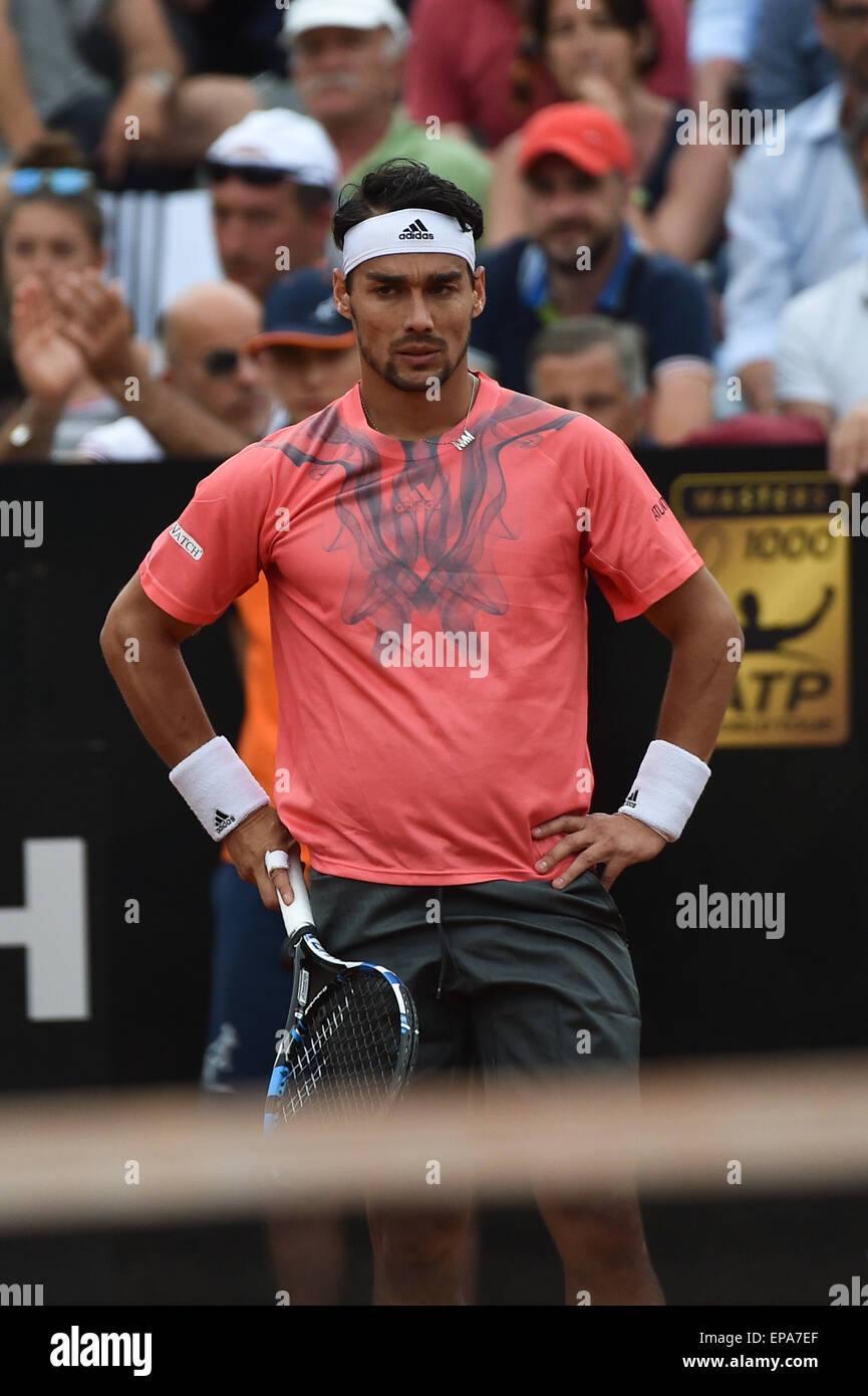 14.05.2015 Rom, Italien. BNL ATP italienischen Open Tennis. Fabio Fognini (ITA) frustriert im Match Tomas Berdych (CZE) Stockfoto