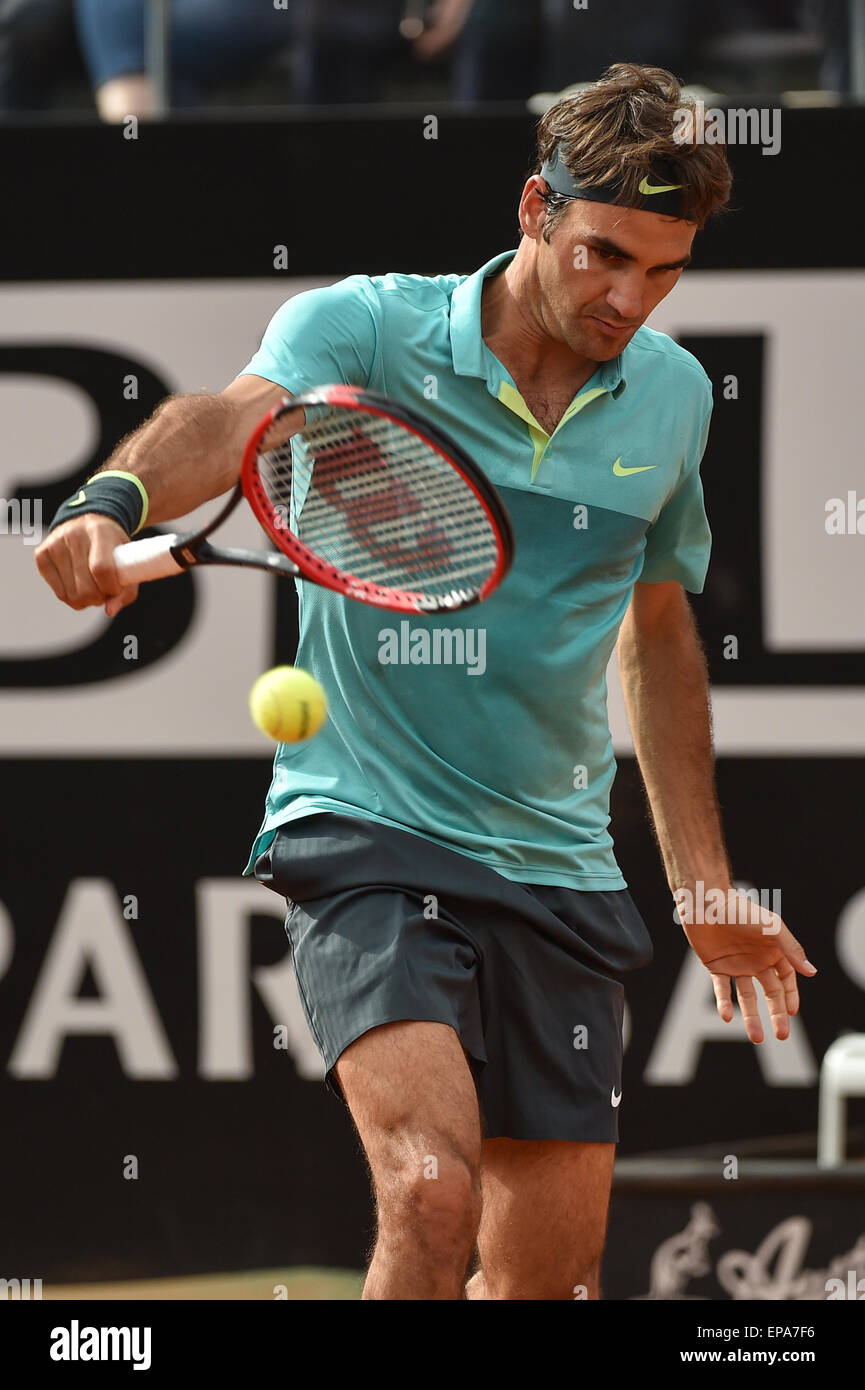 14.05.2015 Rom, Italien. BNL ATP italienischen Open Tennis. Roger Federer (SUI) in Aktion gegen Kevin Anderson (RSA) Stockfoto