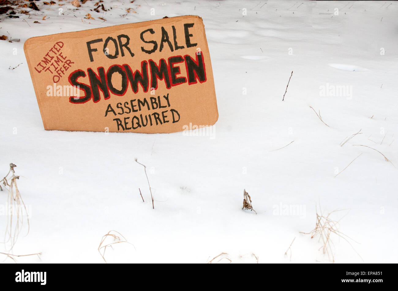 Schneemänner zum Verkauf Stockfoto